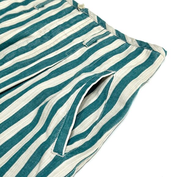 Vintage 80s Esprit Sport Denim Pencil Skirt Vertical Stripe Green White Pockets - Picture 7 of 15